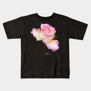 pink rose with the first raindrops of the day Kids T-Shirt